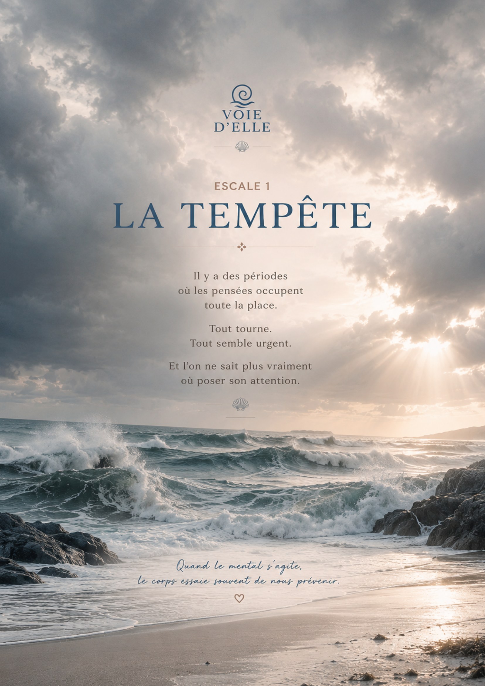 Aperçu du carnet Fatigue mentale — Escale 1, La Tempête, page d'ouverture
