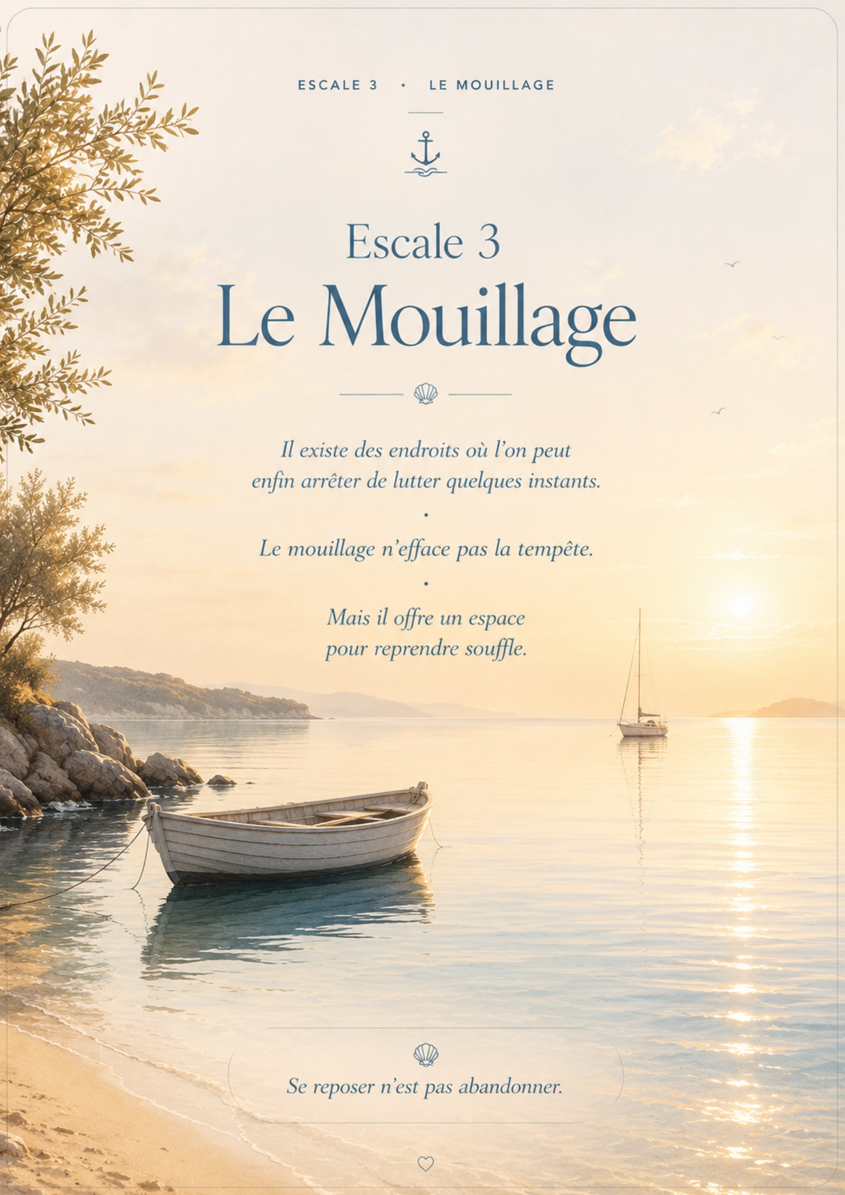 Aperçu du carnet Les Rivages Intérieurs — Escale III, Le Mouillage, page d'ouverture