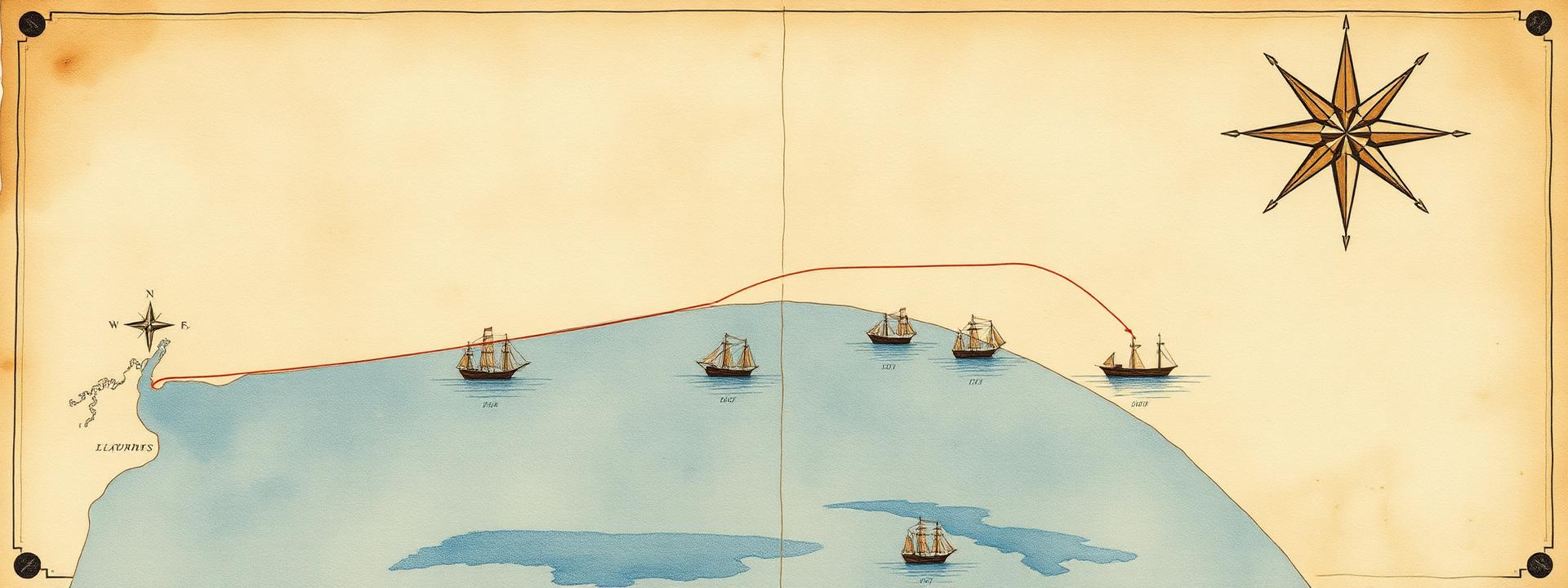 Carte maritime des cinq escales