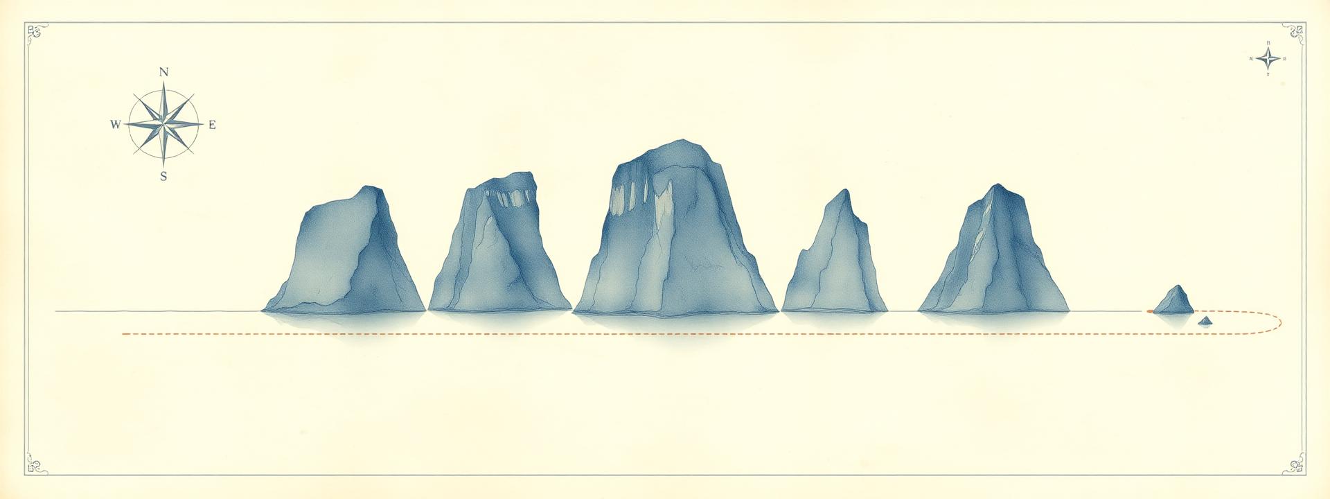 Carte maritime des cinq escales — Falaises du courage